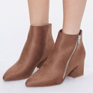 FOREVER 21 FAUX SUEDE SIDE-ZIP BOOTIES